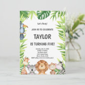 ジャングルアニマルズワイルドパーティーカー子供へド 招待状 (スタンド正面)