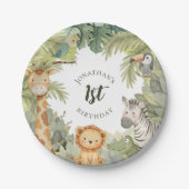 ジャングルアニマルズ1st誕生日パーティー紙プレート ペーパープレート (正面)
