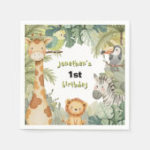 ジャングルアニマルズ1st誕生日パーティー スタンダードカクテルナプキン (正面)