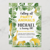 ジャングルアニマルズ1st誕生日招待状 招待状 (正面/裏面)