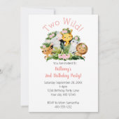 ジャングルアニマルズ ツー ワイルド 2歳の誕生日パーティー 招待状 (正面)