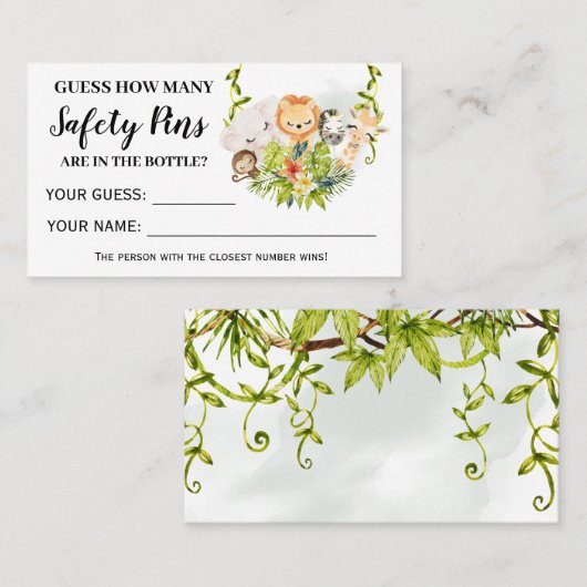 ジャングルアニマルセイフピンの数ベビーゲームカード プレイスカード (正面/裏面)