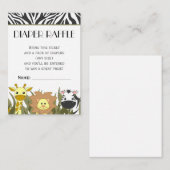 ジャングルアニマルテーマおむつラッフルチケット エンクロージャーカード (正面/裏面)