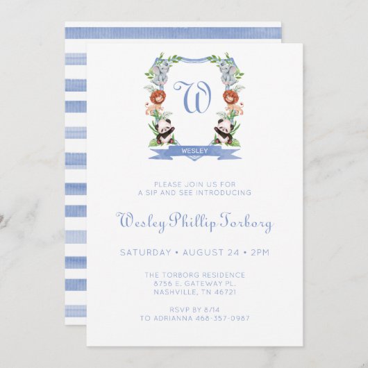 ジャングルアニマルトクレストボーイsipと参照招待状 招待状 (正面/裏面)