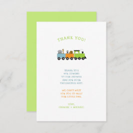 ジャングルアニマルトレインベビーシャワーありがとう サンキューカード
