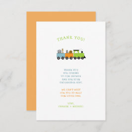 ジャングルアニマルトレインベビーシャワーありがとう サンキューカード