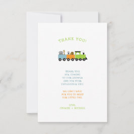 ジャングルアニマルトレインベビーシャワーありがとう サンキューカード