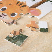 ジャングルアニマルトロピカル葉ハッピーバースデー ジグソーパズル (側面)