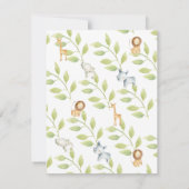 ジャングルアニマルニュートラルベビーシャワー 招待状 (裏面)