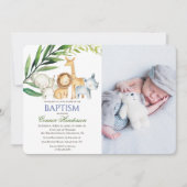 ジャングルアニマルバプテスマ写真招待状 招待状 (正面)