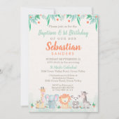 ジャングルアニマルバプテスマ1歳招待状 招待状 (正面)