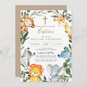 ジャングルアニマルバプテスマ/《キリスト教》洗礼式や命名式招待状 招待状 (正面/裏面)