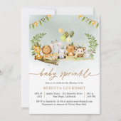 ジャングルアニマルパーティーボーイベビー振りかける招待状 招待状 (正面)