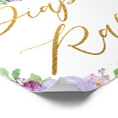 ジャングルアニマルパープルフローラおむつラッフルサイン ポスター (角)