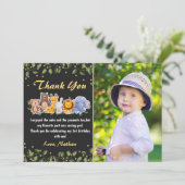 ジャングルアニマルフレンズ動物園パーティー誕生日写真 サンキューカード (スタンド正面)