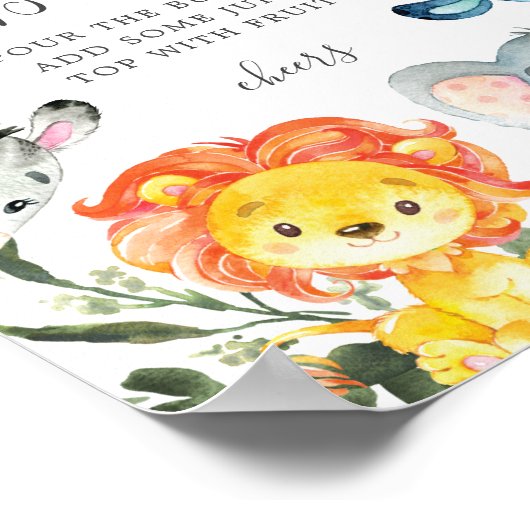 ジャングルアニマルベビーシャワーミモサバーサイン ポスター (角)