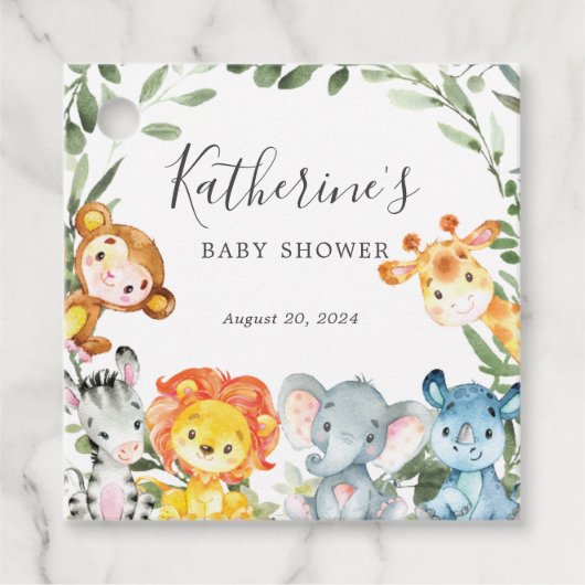 ジャングルアニマルベビーシャワーメッセージカード フェイバータグ (正面)