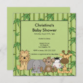 ジャングルアニマルベビーシャワー招待状 招待状 (正面/裏面)