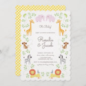 ジャングルアニマルベビーシャワー招待状 招待状 (正面/裏面)