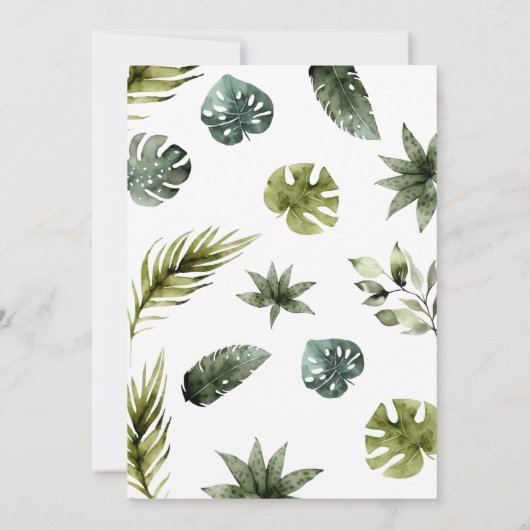 ジャングルアニマルベビーシャワー緑のサファリボーイ 招待状 (裏面)