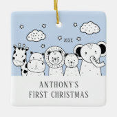 ジャングルアニマルベビー初めてのクリスマスオーナメント セラミックオーナメント (正面)