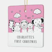 ジャングルアニマルベビー初めてのクリスマスオーナメント セラミックオーナメント (左)