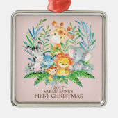 ジャングルアニマルベビー初めてのクリスマスオーナメント メタルオーナメント (正面)