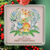 ジャングルアニマルベビー初めてのクリスマスオーナメント メタルオーナメント