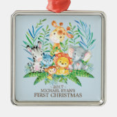 ジャングルアニマルベビー初めてのクリスマスオーナメント メタルオーナメント (正面)
