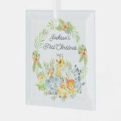 ジャングルアニマルベビー初めてのクリスマス ガラスオーナメント (正面左)