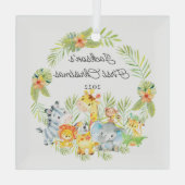 ジャングルアニマルベビー初めてのクリスマス ガラスオーナメント (裏面)