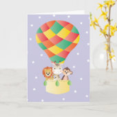 ジャングルアニマルホットエアバルーン夜空の星 カード (黄色い花)