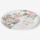 ジャングルアニマルボホトライバルガールベビーシャワーラウンド ペーパープレート (アングル)