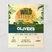 ジャングルアニマルヤングワイルド&3格安誕生日招待状 (正面)