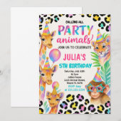 ジャングルアニマル子供へパーティー 招待状 (正面/裏面)