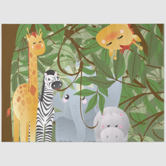 ジャングルアニマル子供部屋デコパージュ 薄葉紙 (正面)