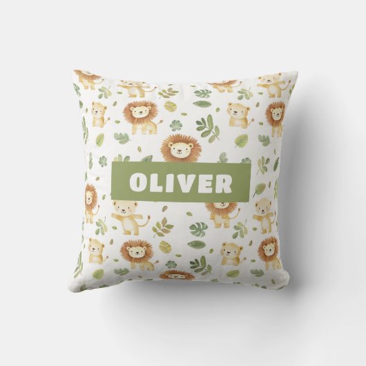 ジャングルアニマル子供部屋ルームかわいい野生動物のパターン クッション (裏面)