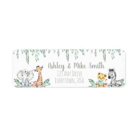 ジャングルアニマル差出人住所ラベル ラベル (正面)