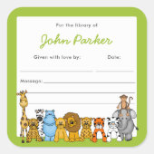 ジャングルアニマル蔵書票カスタムカラー！ スクエアシール (正面)