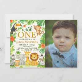 ジャングルアニマル誕生日パーティー 招待状