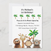 ジャングルアニマル誕生日パーティー 招待状 (正面)