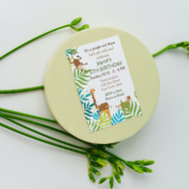 ジャングルアニマル誕生日招待状 招待状