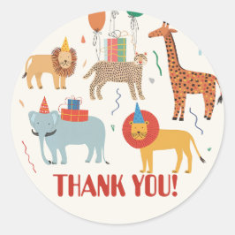 ジャングルアニマル誕生日 ラウンドシール