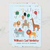 ジャングルアニマル2nd誕生日招待状 招待状 (正面/裏面)