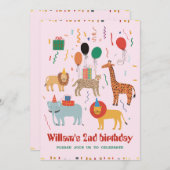 ジャングルアニマル2nd誕生日招待状 招待状 (正面/裏面)