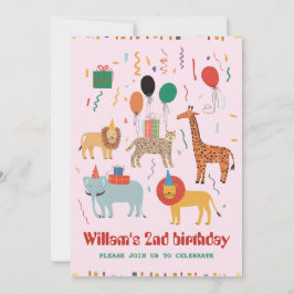ジャングルアニマル2nd誕生日招待状 招待状