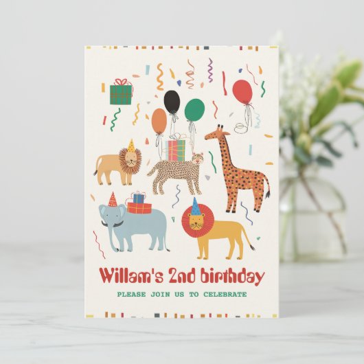 ジャングルアニマル2nd誕生日招待状 招待状 (スタンド正面)