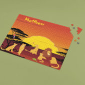 ジャングルアフリカのライオンパーソナライズされた王 ジグソーパズル