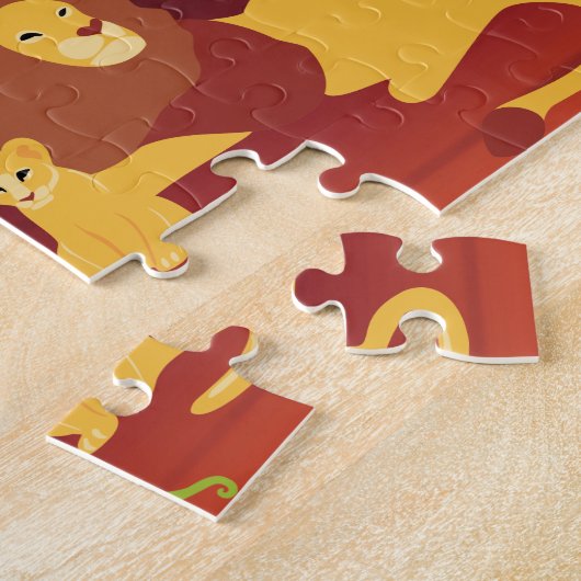 ジャングルアフリカのライオンパーソナライズされた王 ジグソーパズル (側面)