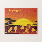 ジャングルアフリカのライオンパーソナライズされた王 ジグソーパズル (横)